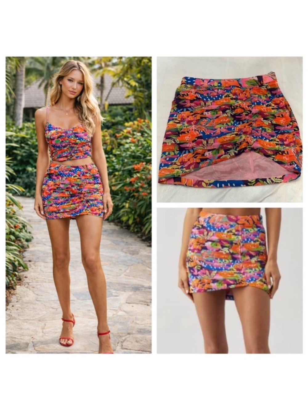 Rococo Sand Multicolor Tropical Print Mini Skirt 38542